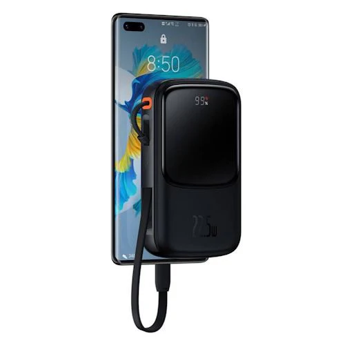 Powerbank Baseus QPOW Pro 10000 mAh USB-C/USB-A com Cabo Integrado - Preto - Image 6