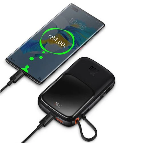 Powerbank Baseus QPOW Pro 10000 mAh USB-C/USB-A com Cabo Integrado - Preto - Image 8