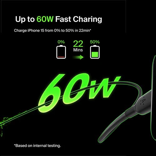 Cabo USB-C Belkin BoostCharge 1m - Preto - Image 4