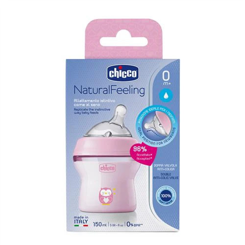 Biberão Natural Feeling 150ml +0 Meses - Rosa - Chicco - Image 2