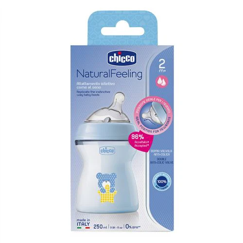 Biberão Natural Feeling 250ml +2 Meses - Azul - Chicco - Image 2