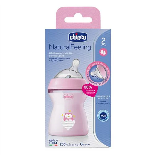 Biberão Natural Feeling 250ml +2 Meses - Rosa - Chicco - Image 2