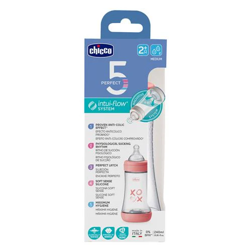 Biberão Perfect5 PP 240ml Medium +2 Meses - Rosa - Chicco - Image 3