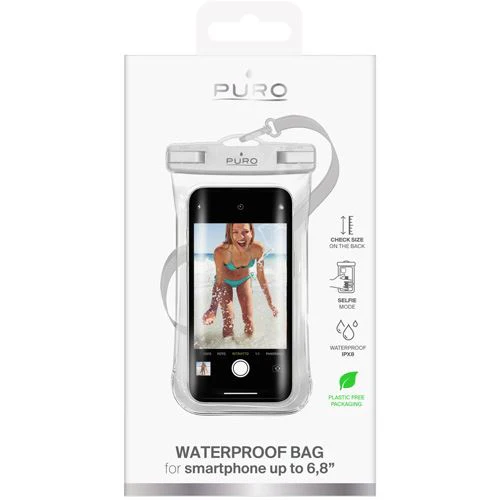Bolsa Impermeável Universal Puro para Smartphones até 6.8" - Branco / Transparente - Image 2