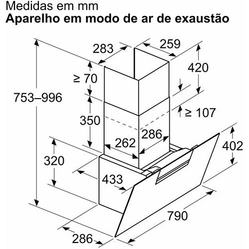 Exaustor de Parede Bosch DWK87FN60 | 79x43,3 cm | 768 m³/h | 56 dB | A+ | Preto - Image 6