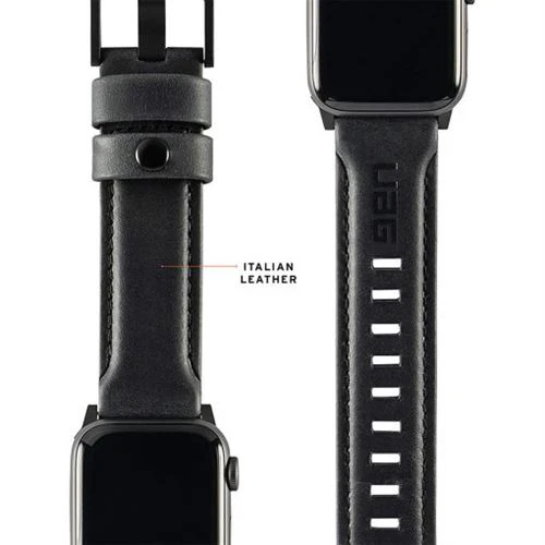 Bracelete Urban Armor Gear Apple Watch 42-44mm Couro Inox Preto - Image 4