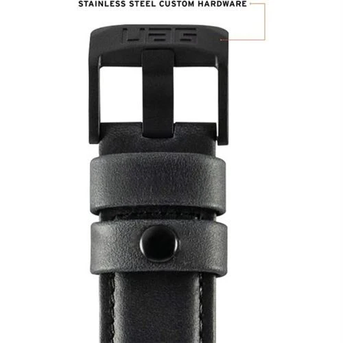 Bracelete Urban Armor Gear Apple Watch 42-44mm Couro Inox Preto - Image 5