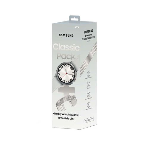 Bundle Samsung Galaxy Watch 6 Classic 47mm + Bracelete Link Prateada - Image 4