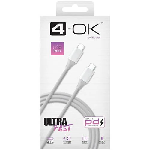 Cabo 4-OK PD Ultra Rápido USB-C 1M - Branco - Image 2