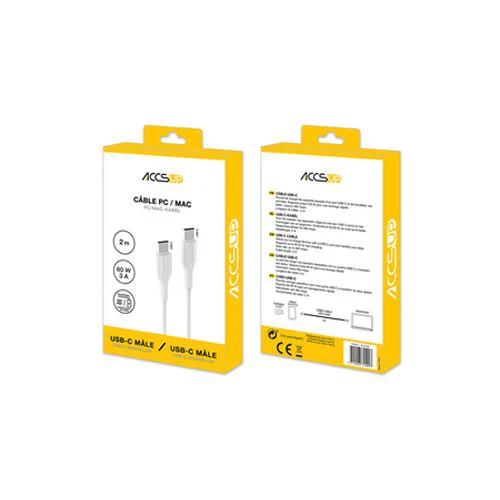 Cabo Accsup USB-C 2m - Branco - Image 2