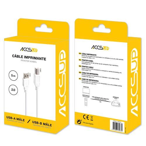 Cabo Accsup USB para USB-B 5m - Branco - Image 2