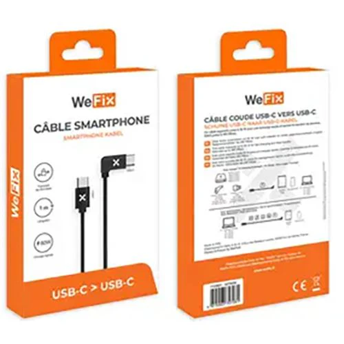 Cabo Angular WeFix USB-C 1m - Preto - Image 2