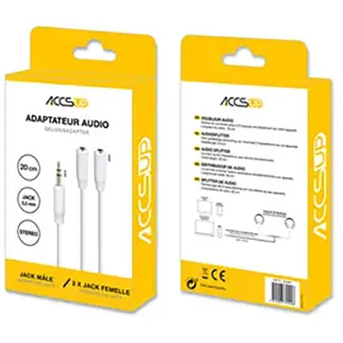 Cabo Áudio Splitter Jack 3.5mm Accsup - 0.2m - Branco - Image 2