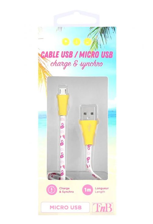 Cabo de Dados T'nB USB Tipo A Micro USB 1m 2.4A Flamingo Summer - Image 2