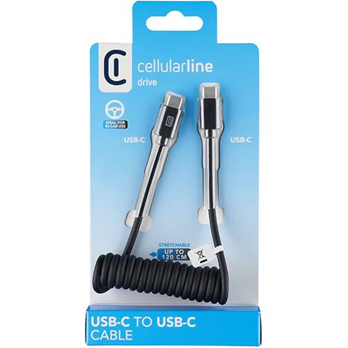 Cabo Espiral Cellularline Drive USB-C  1.2m - Preto - Image 3