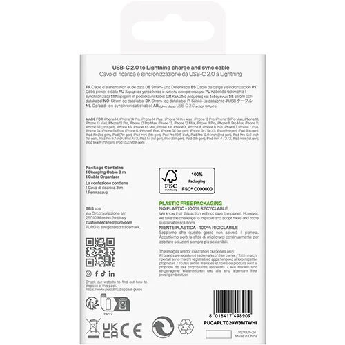 Cabo TPE Puro USB- C para Lightning 3m - Branco - Image 3