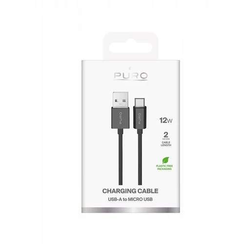 Cabo TPE Puro USB / Micro USB 2m - 12W - Preto - Image 2