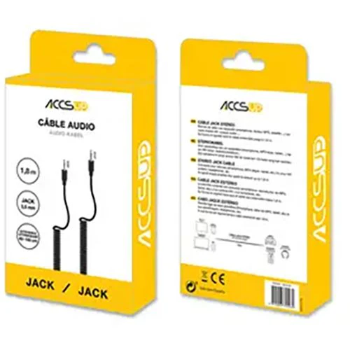 Cabo Áudio Espiral Jack 3.5mm Accsup- 1.8m - Preto - Image 2