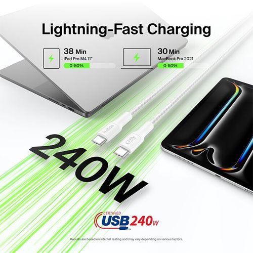 Cabo USB-C Belkin BoostCharge 240W - 2m - Branco - Image 2