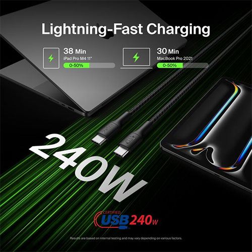 Cabo USB-C Belkin BoostCharge 240W - 2m - Preto - Image 2