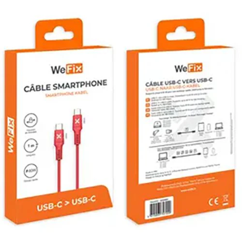 Cabo USB-C WeFix 1m - Vermelho - Image 2