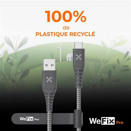Cabo USB / USB-C WeFix Pro 2m - Cinzento - Image 4