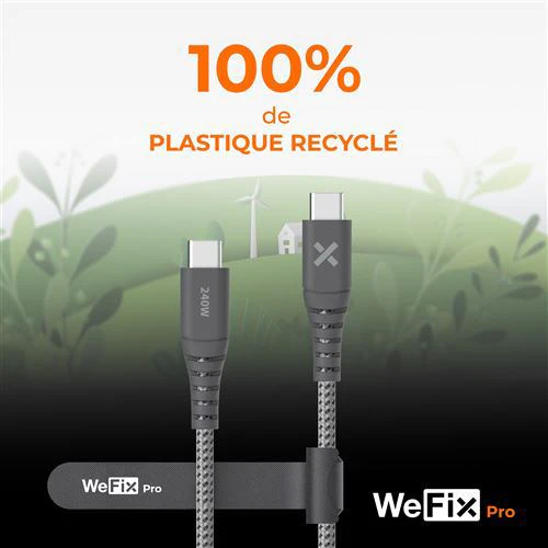 Cabo WeFix Pro USB-C 2m - Cinzento - Image 5