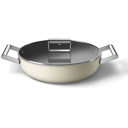 Caçarola Baixa Antiaderente Smeg Anni 50 DPF2812CRM | 28cm - Creme - Image 6