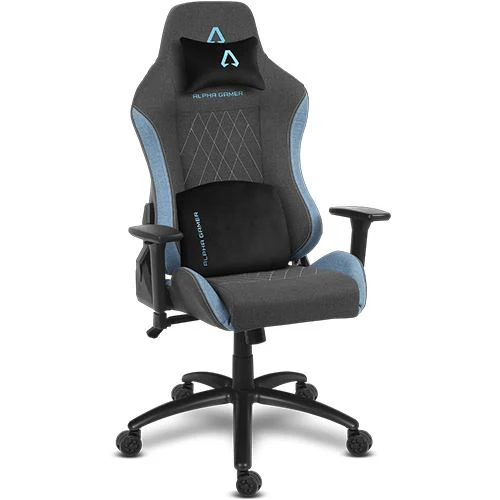 Cadeira Gaming Alpha Gamer Gaia V2 | Tecido - Cinzento Escuro e Azul - Image 2