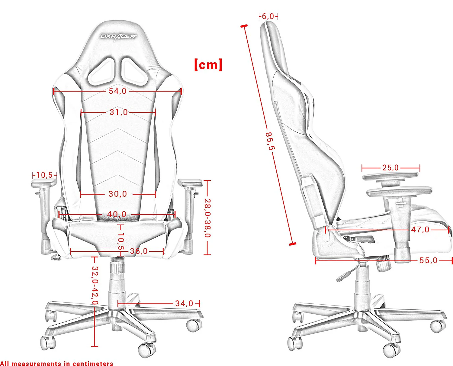 Cadeira Gaming DXRacer Racing R0 - Preto e Branco - Image 7
