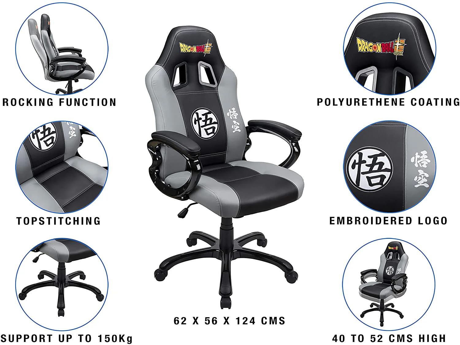 Cadeira Gaming Subsonic Cadeira Dragon Ball Cinza - Image 4