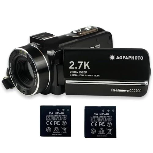 Câmara de Filmar AgfaPhoto Realimove CC2700 + Bateria Extra - Preto