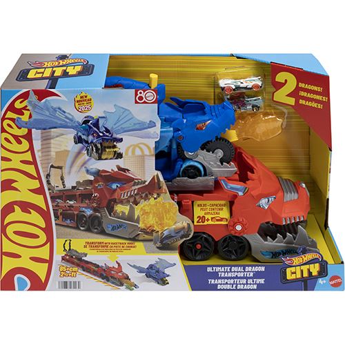 Camião Hot Wheels City Dragão Duplo Transportador - Mattel