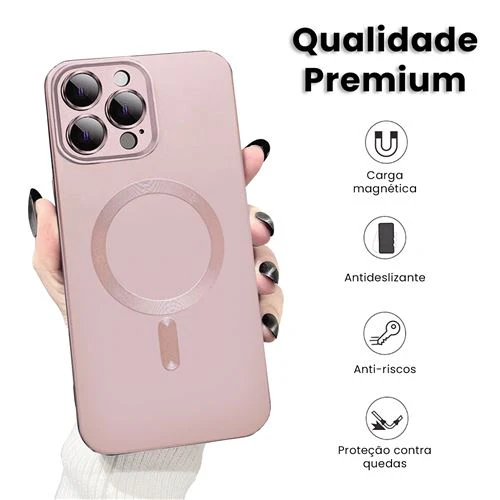 Capa 4-OK Metalizada com MagSafe para Apple iPhone 14 - Rose Gold - Image 4