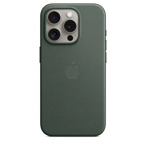 Capa Apple em tecido FineWoven com MagSafe para iPhone 15 Pro- Verde Perene