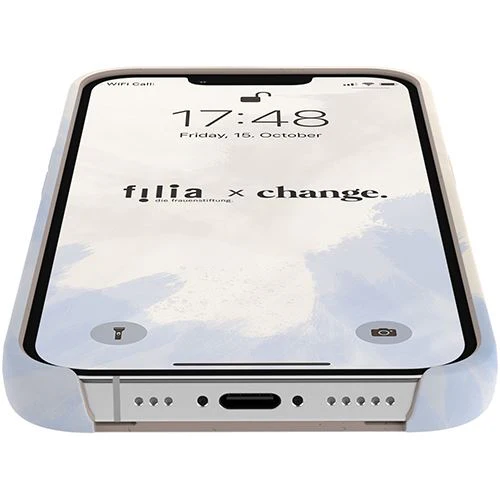 Capa Bio + Cordão Bege Woodcessories para Apple iPhone 14 - Bege e Azul - Image 11