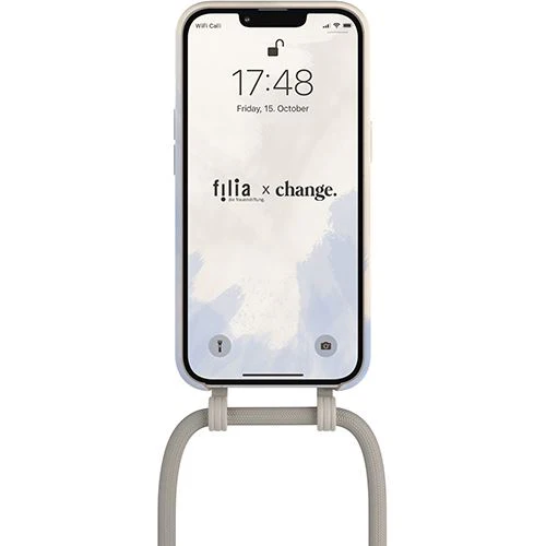 Capa Bio + Cordão Bege Woodcessories para Apple iPhone 14 - Bege e Azul - Image 9