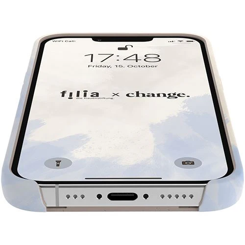 Capa Bio + Cordão Bege Woodcessories para Apple iPhone 14 Pro - Bege e Azul - Image 11