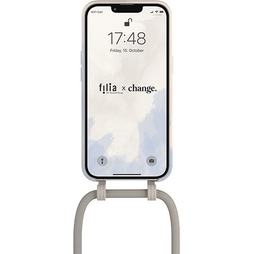 Capa Bio + Cordão Bege Woodcessories para Apple iPhone 14 Pro - Bege e Azul - Image 9