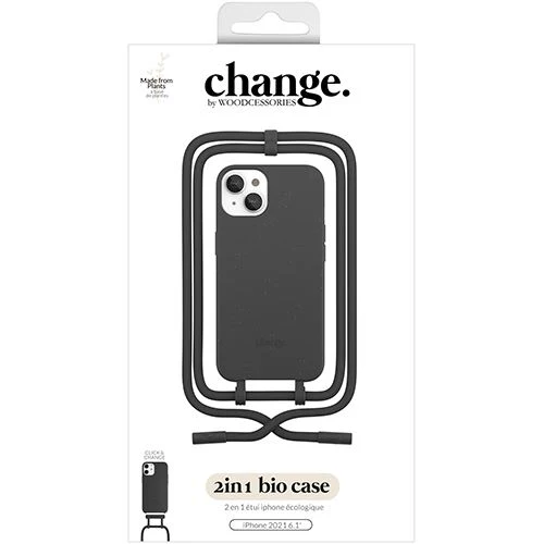 Capa Bio + Cordão Preto Woodcessories para Apple iPhone 14 - Preto - Image 10