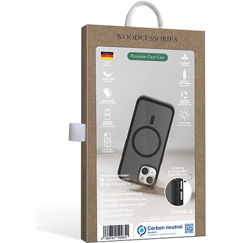 Capa Bio Woodcessories com MagSafe para Apple iPhone 14 Pro - Preto Transparente - Image 13