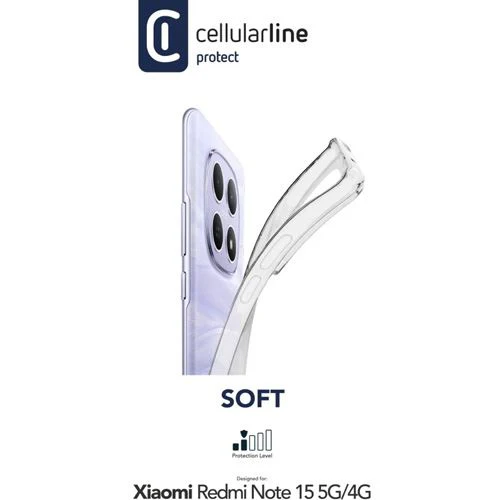 Capa Cellularline Soft para Xiaomi Note 15 5G/4G - Transparente - Image 3