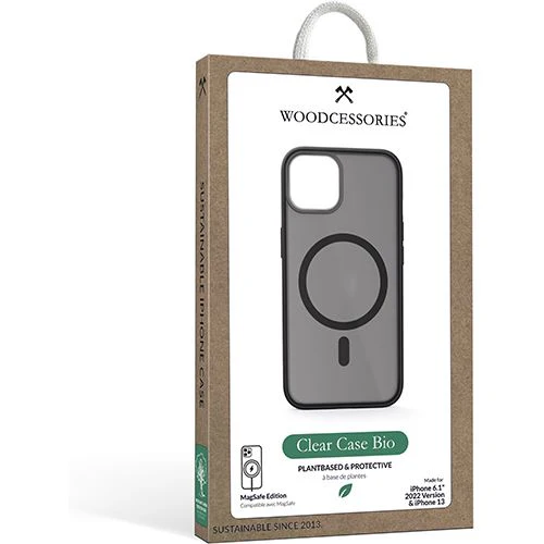 Capa Clear Case Bio Woodcessories com MagSafe para Apple iPhone 14 - Preto Transparente - Image 14