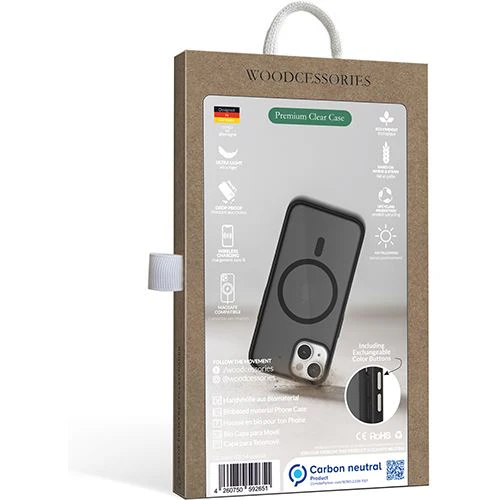 Capa Clear Case Bio Woodcessories com MagSafe para Apple iPhone 14 - Preto Transparente - Image 15