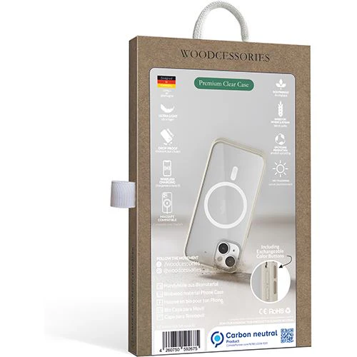 Capa Clear Case Woodcessories com MagSafe para Apple iPhone 14 - Branco Transparente - Image 15