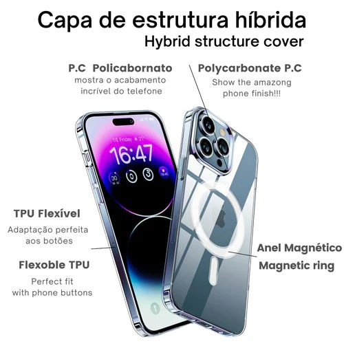 Capa Icoveri com MagSafe para Apple iPhone 15 Pro Max - Transparente - Image 4