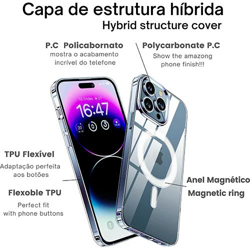 Capa Icoveri com MagSafe para iPhone 14 - Transparente - Image 4
