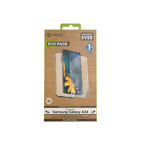 Capa Muvit Recycletek + Pelicula de Vidro Temperado para Samsung Galaxy A34 - Transparente - Image 2