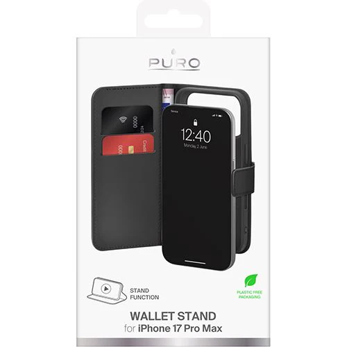 Capa Puro Wallet Book Stand para iPhone 17 Pro Max - Preto - Image 2