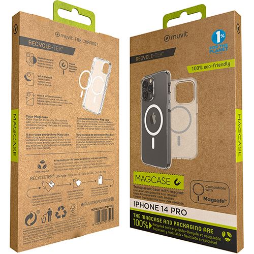Capa Recycle-Tek Muvit com MagSafe para Apple iPhone 14 Pro - Transparente - Image 6